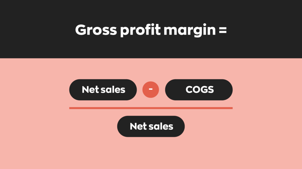 Gross profit margin formula:
Gross profit margin = Net sales - COGS / Net sales 