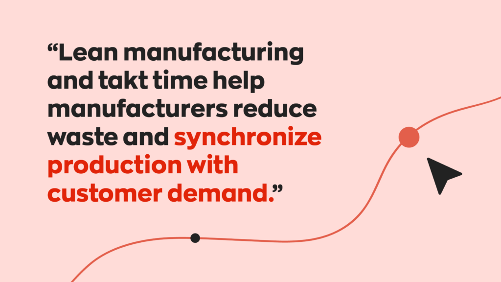 "Lean manufacturing and takt time help manufacturers reduce waste and synchronize production with customer demand."