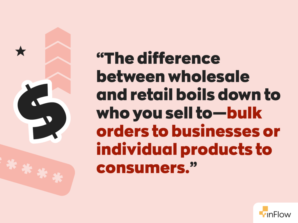 “The difference between wholesale and retail boils down to who you sell to—bulk orders to businesses or individual products to consumers.”