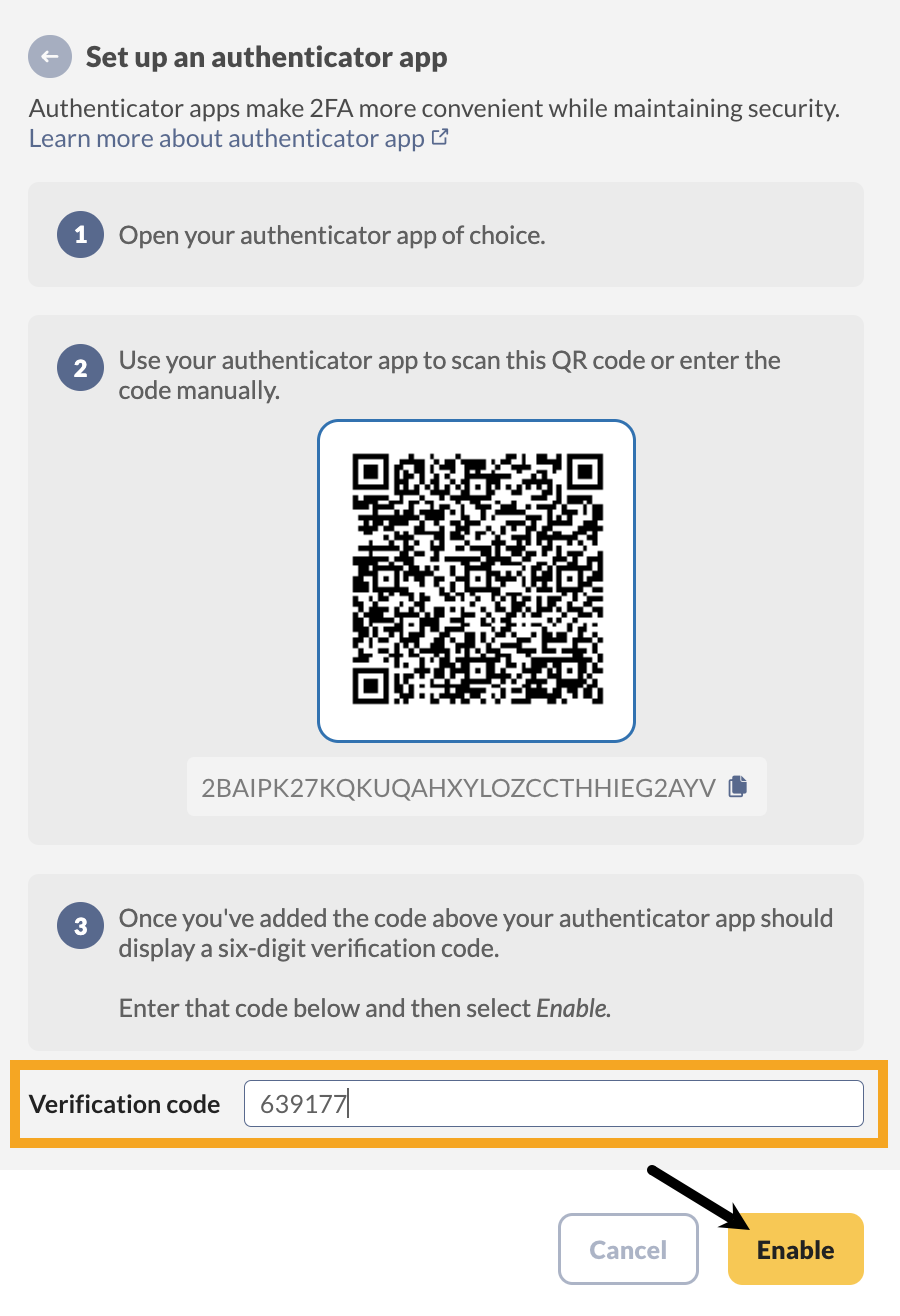 This image shows how to set up an authentication app with inFlow.